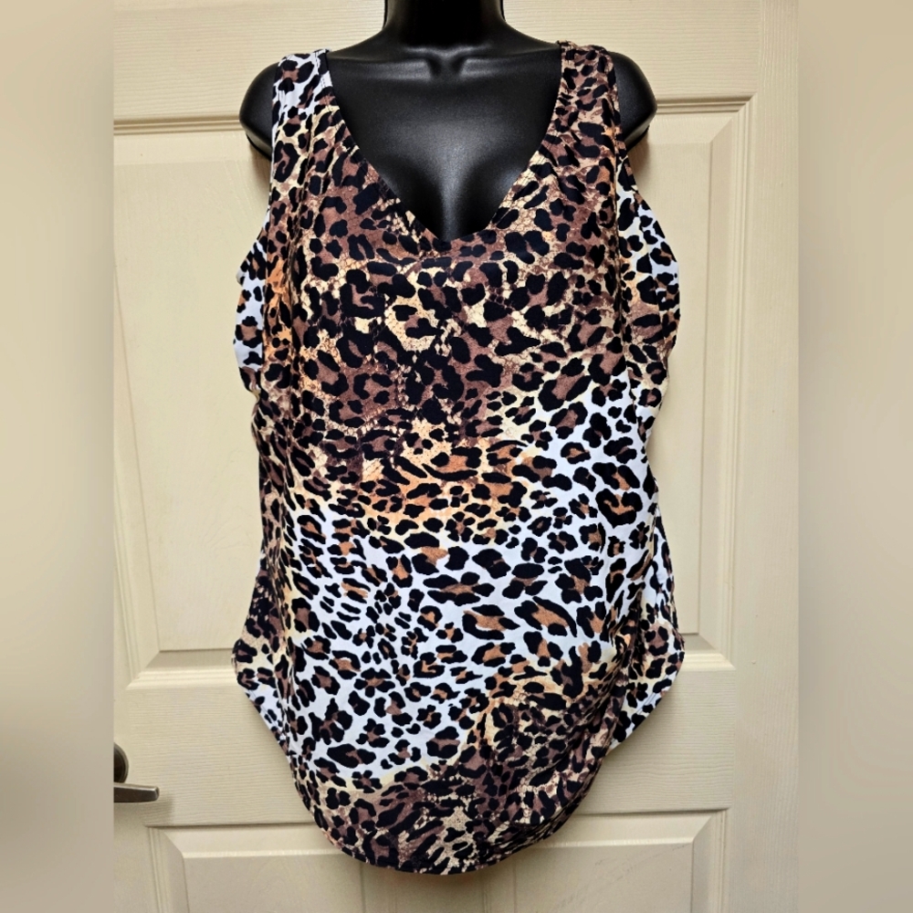 Swimsuits For All Leopard Print One Piece Plus Size 26